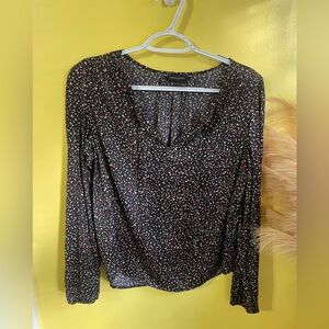 Banana Republic Women's Black and Red Patterned Top